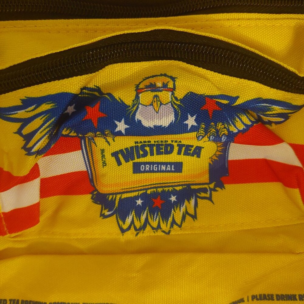 Twisted Tea Hard Iced Tea Yellow Fanny Pack With Koozie Eagle Red White and Blue - Picture 2 of 7